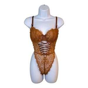 Victoria's Secret Dream Angels Wicked Unlined Lace Crotchless Teddy Large NWT